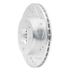 Nissan 200SX Brake Rotor (1) - Front Right - R1 Concepts - Drilled & Slotted - Silver - `95-`00